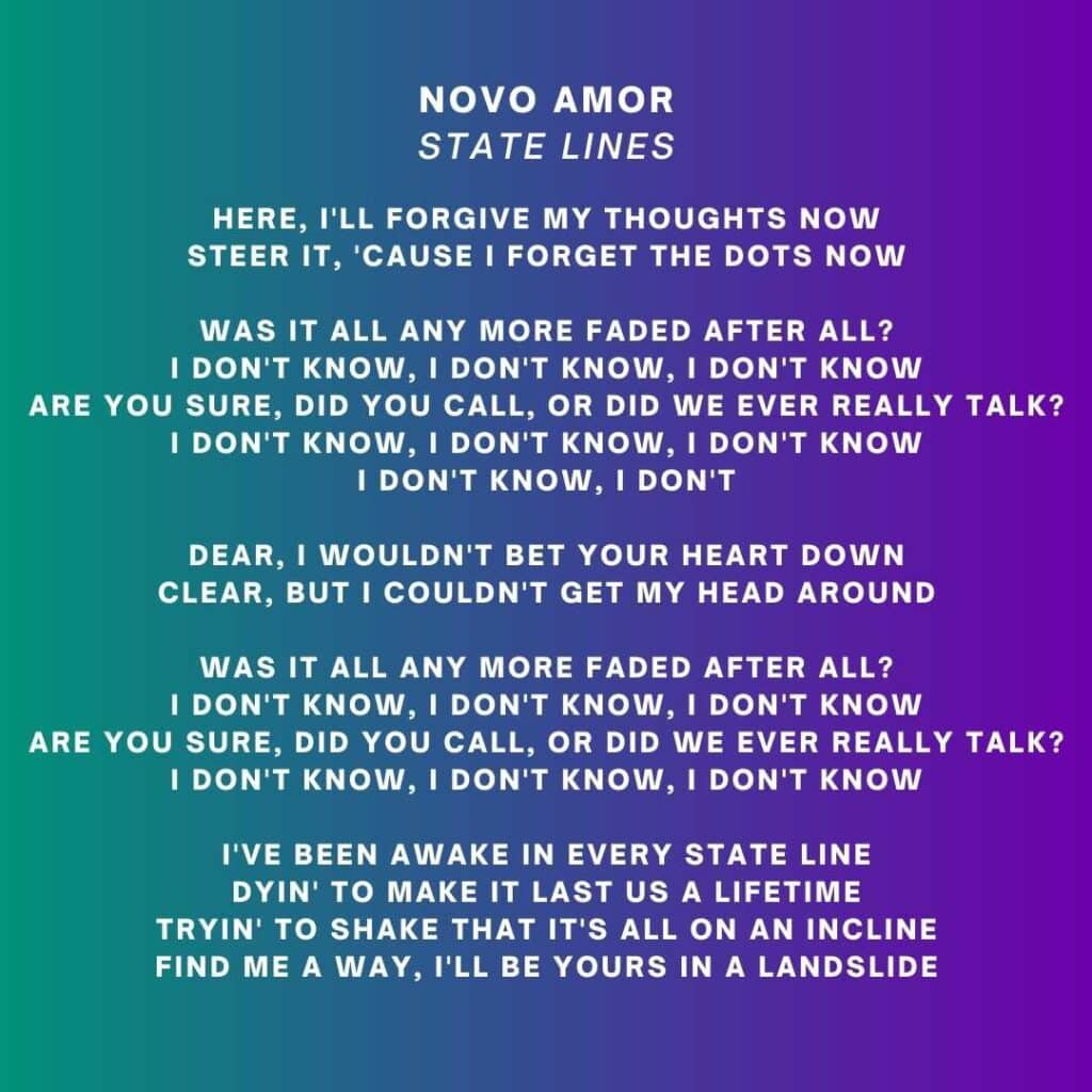 Lyrics for State Lines by Novo Amor